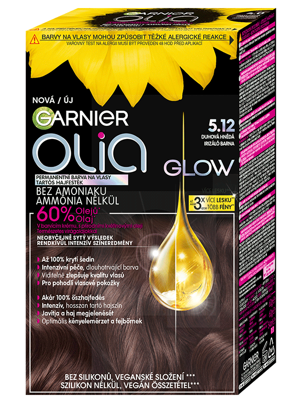 Olia Glow permanentní barva na vlasy 5.12 Duhová hnědá